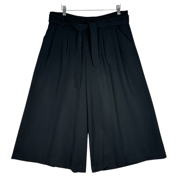Maeve Anthropologie Tie-Waist Culottes Pants Wide‎ Leg Womens Sz 6 Black Cropped - Picture 2 of 15